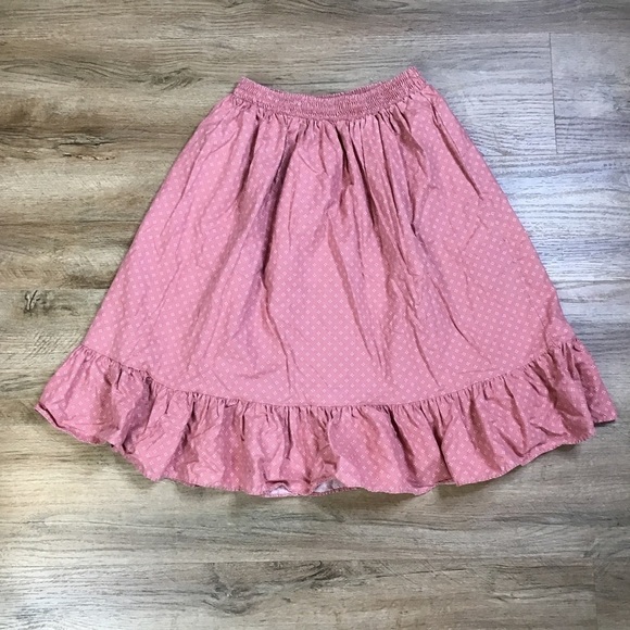 Vintage Other - Vtg Skirt Girls Size 12 Medium Pull On Ruffle Cottage Floral Print Dusty Pink